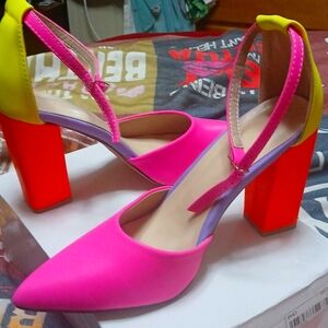 Multi color block heels size 9mm-40, 4inch heels